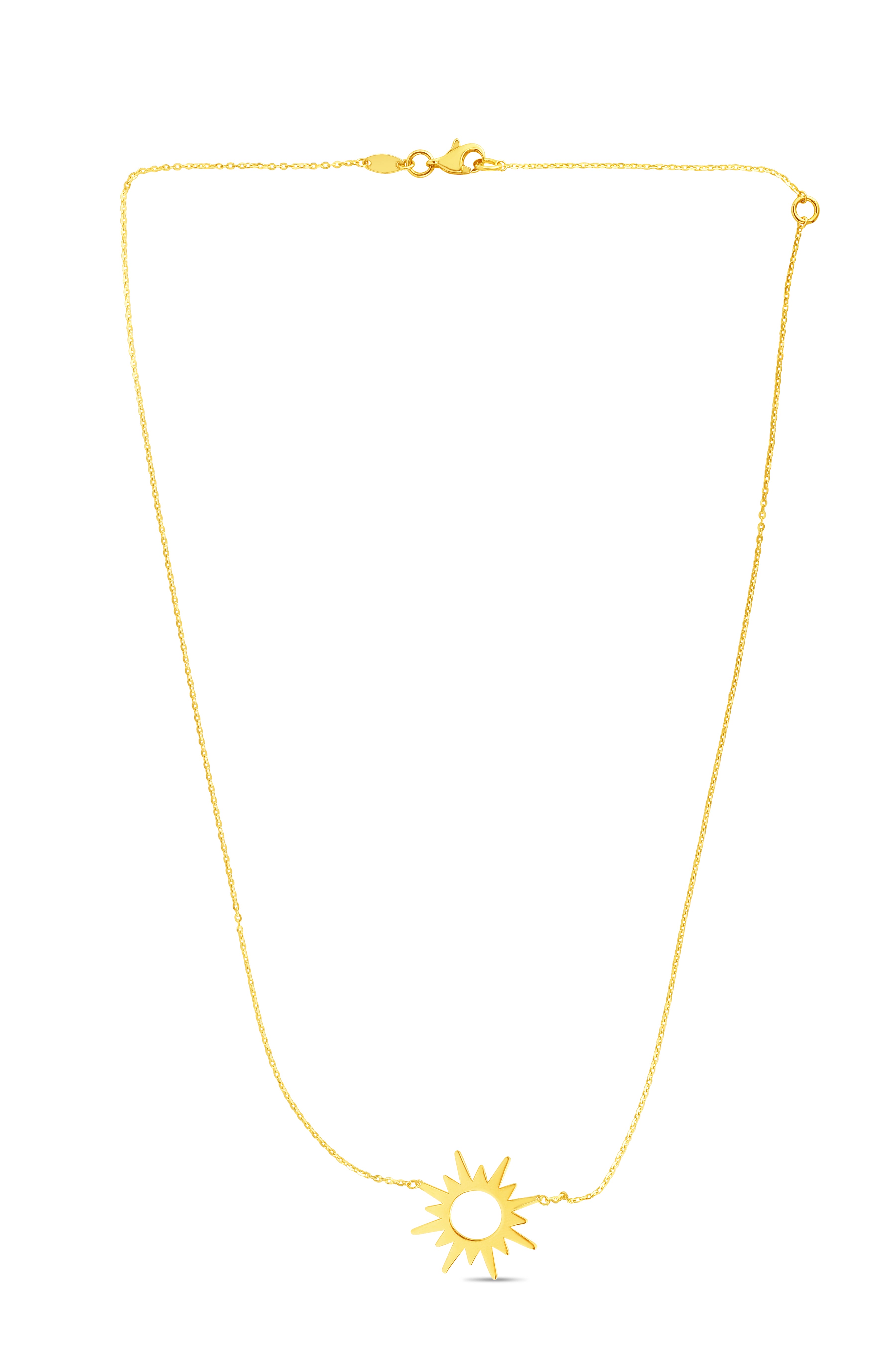 14K Yellow Gold 18" Polished Sunburst Necklace