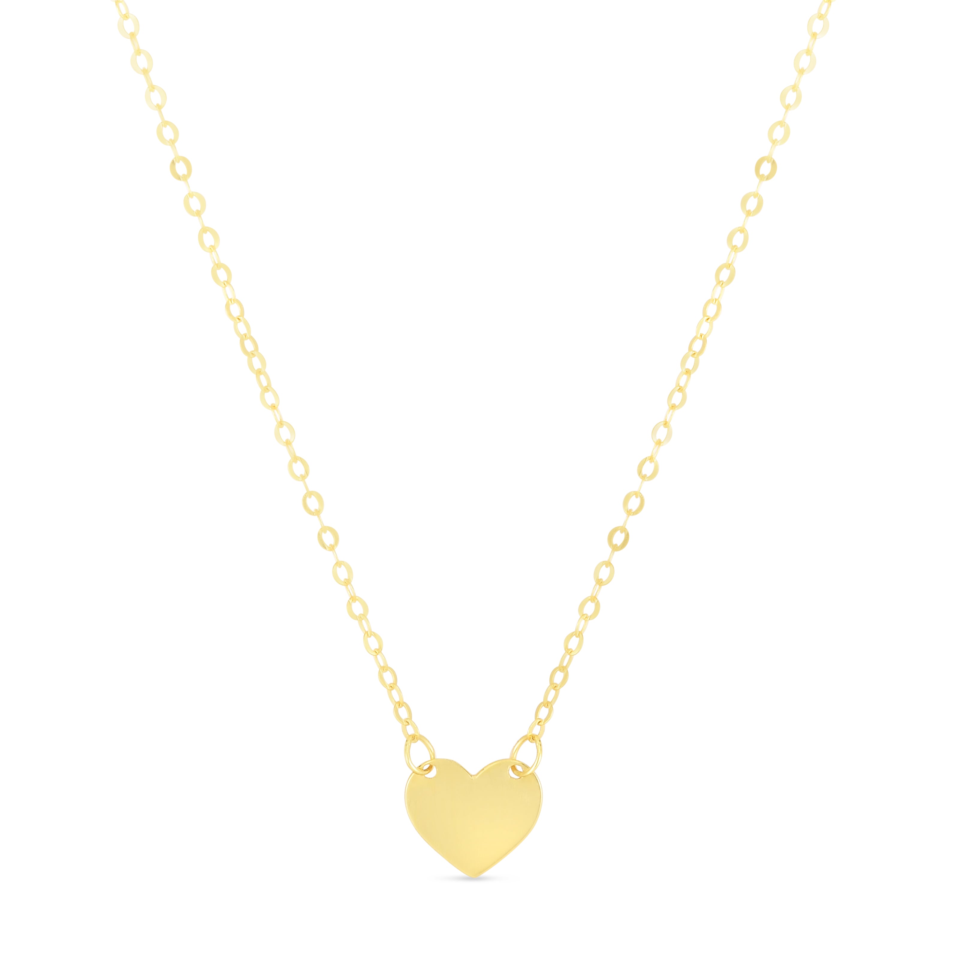 14K Yellow Gold Mini Heart Pendant on 18" Chain with Spring Ring Clasp.
