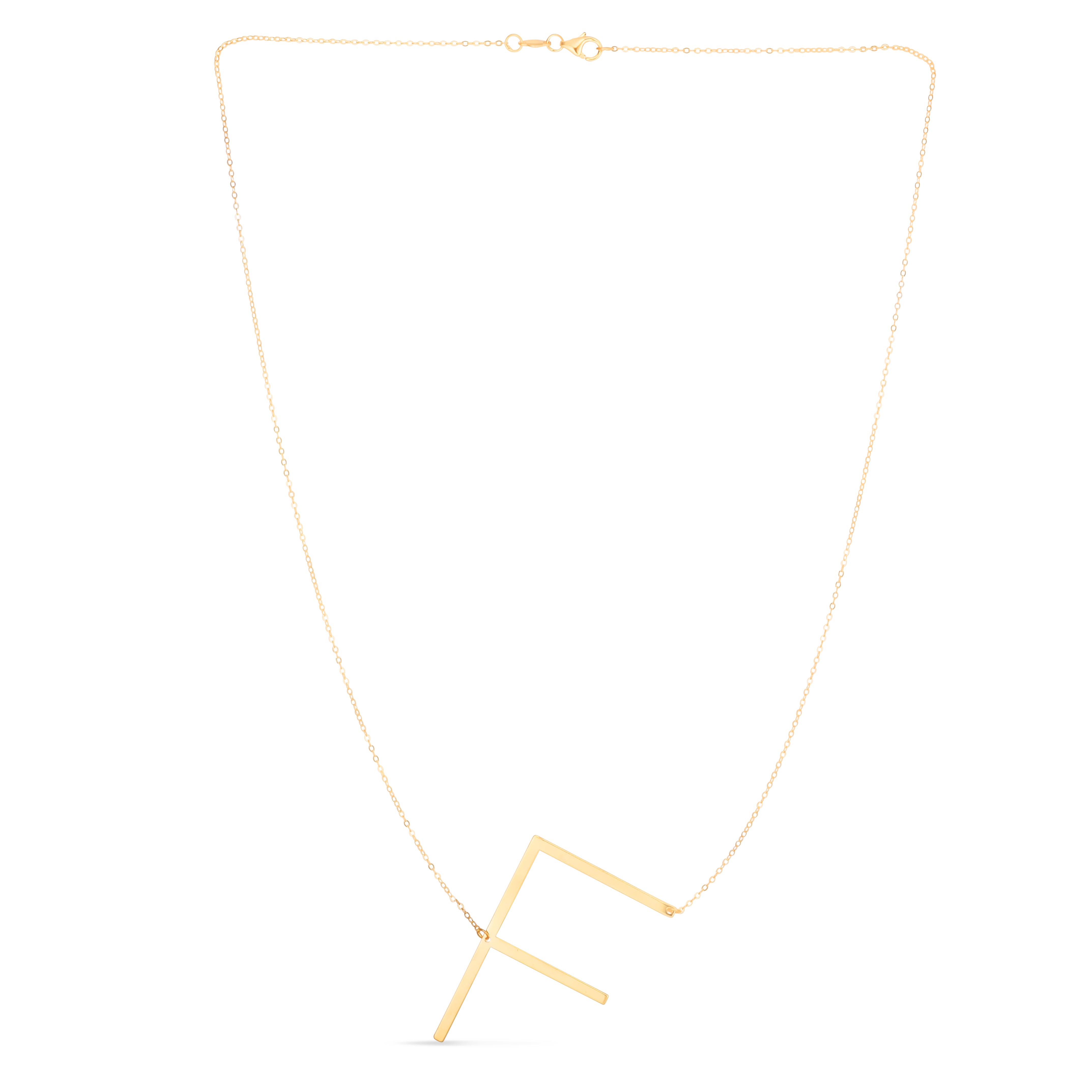 14K Yellow Gold Yours Truly Large Initial F 18" Necklace
