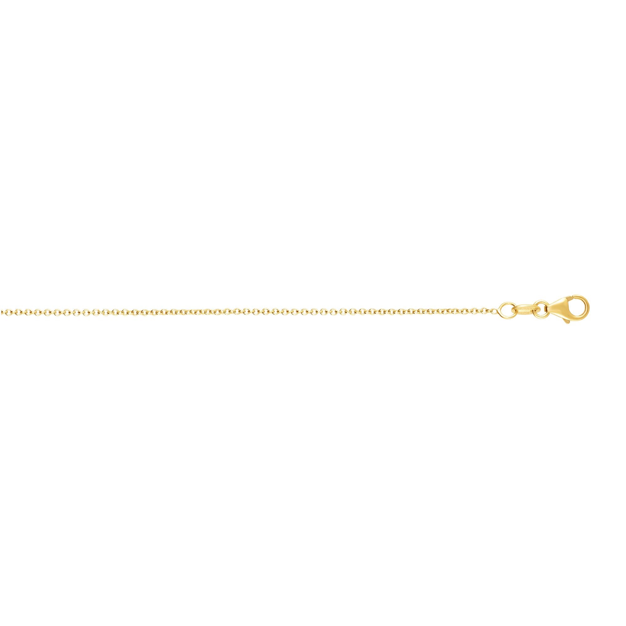 14K Yellow Gold 1.1mm Round Cable 20" Chain with Lobster Lock