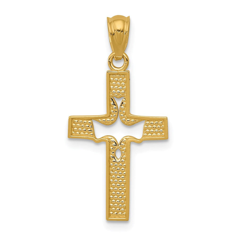 14k Dove Cross Pendant