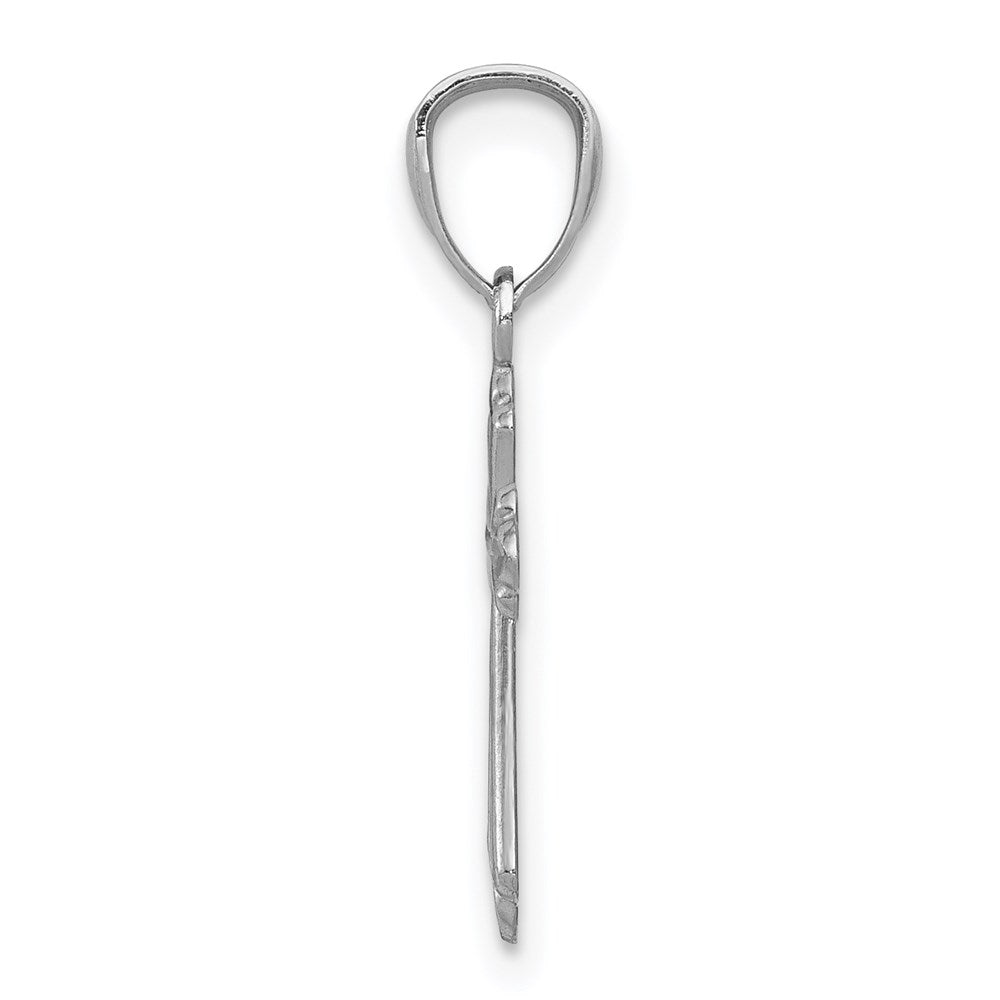 14k White Gold Budded Cross Charm