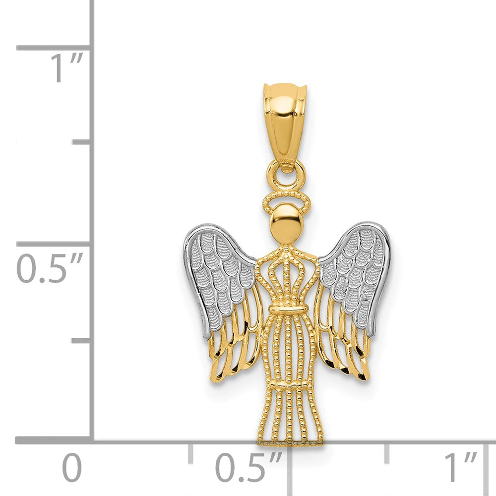 14k w/Rhodium Angel Pendant