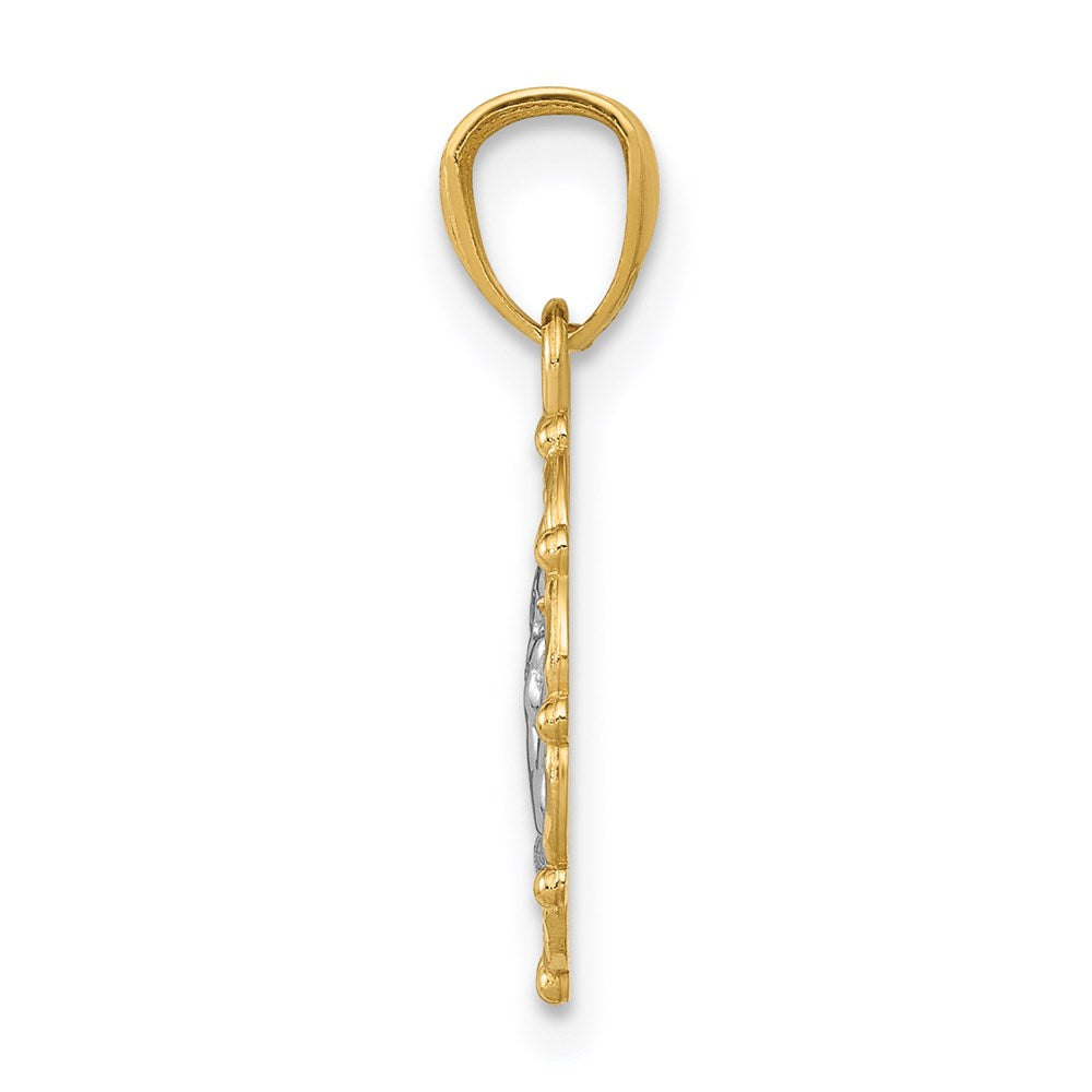 14k w/Rhodium Framed Cherub Pendant