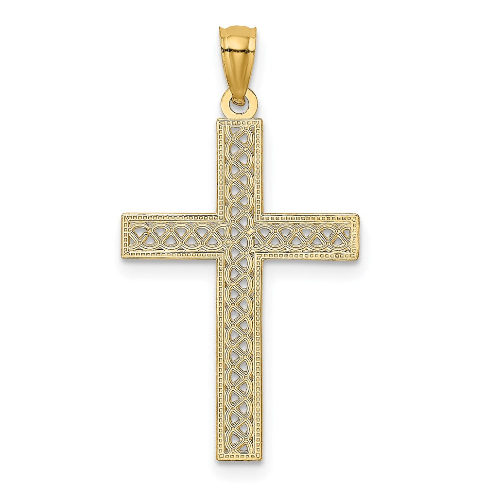 14k Diamond-cut Filigree Cross Pendant