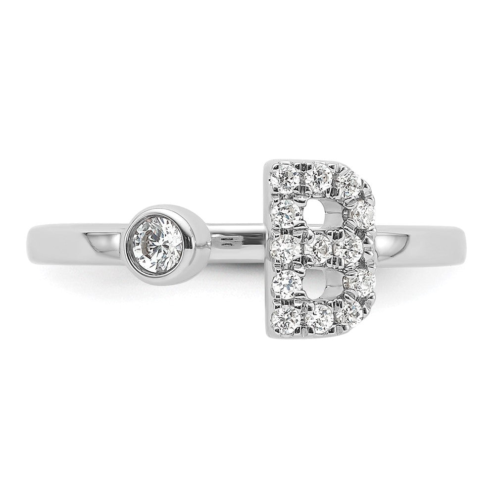 14K White Gold Lab Grown Diamond Vs/Si Fgh Initial B Adjustable Rin