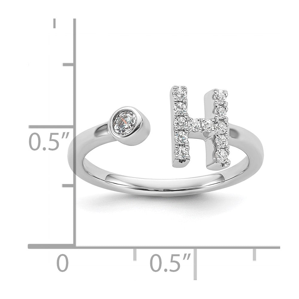 14K White Gold Lab Grown Diamond Vs/Si Fgh Initial H Adjustable Rin