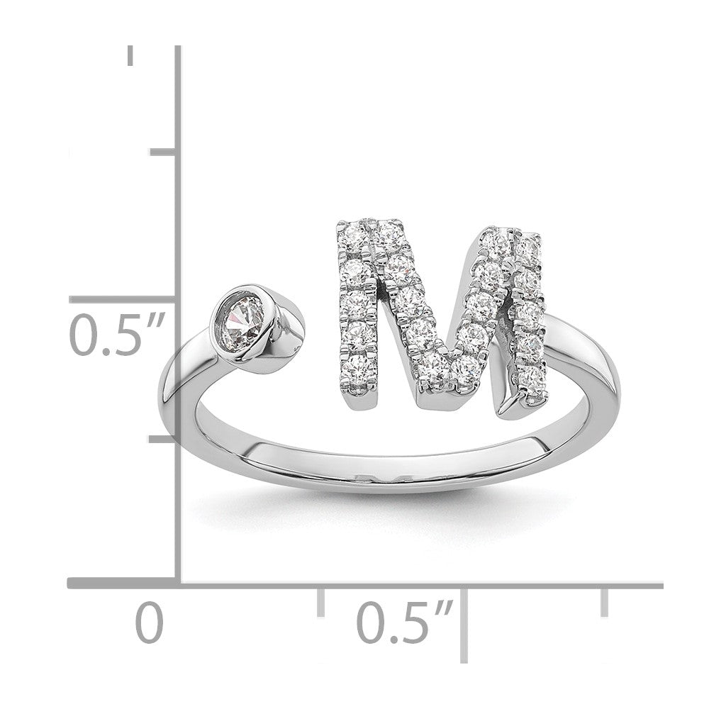 14K White Gold Lab Grown Diamond Vs/Si Fgh Initial M Adjustable Rin