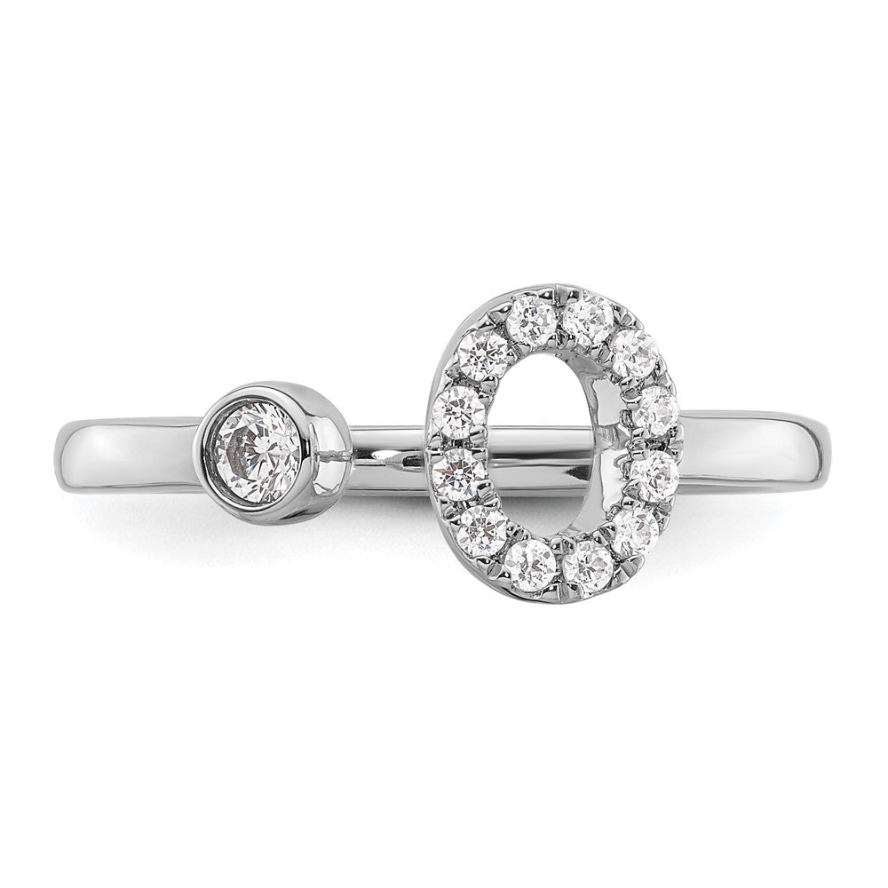 14K White Gold Lab Grown Diamond Vs/Si Fgh Initial O Adjustable Rin