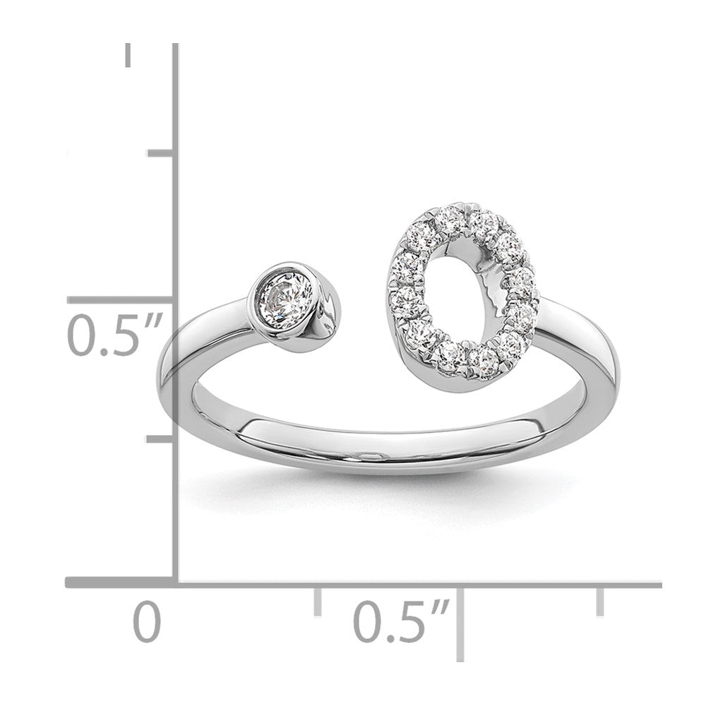 14K White Gold Lab Grown Diamond Vs/Si Fgh Initial O Adjustable Rin