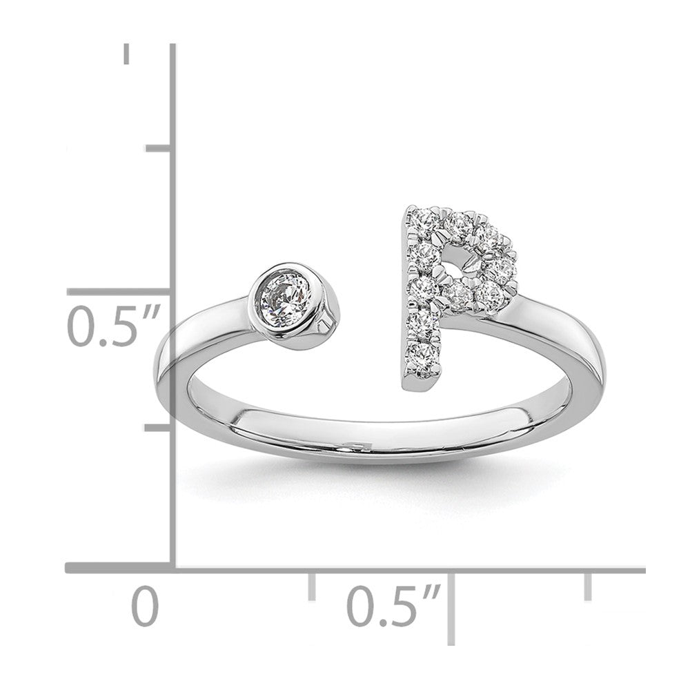 14K White Gold Lab Grown Diamond Vs/Si Fgh Initial P Adjustable Rin