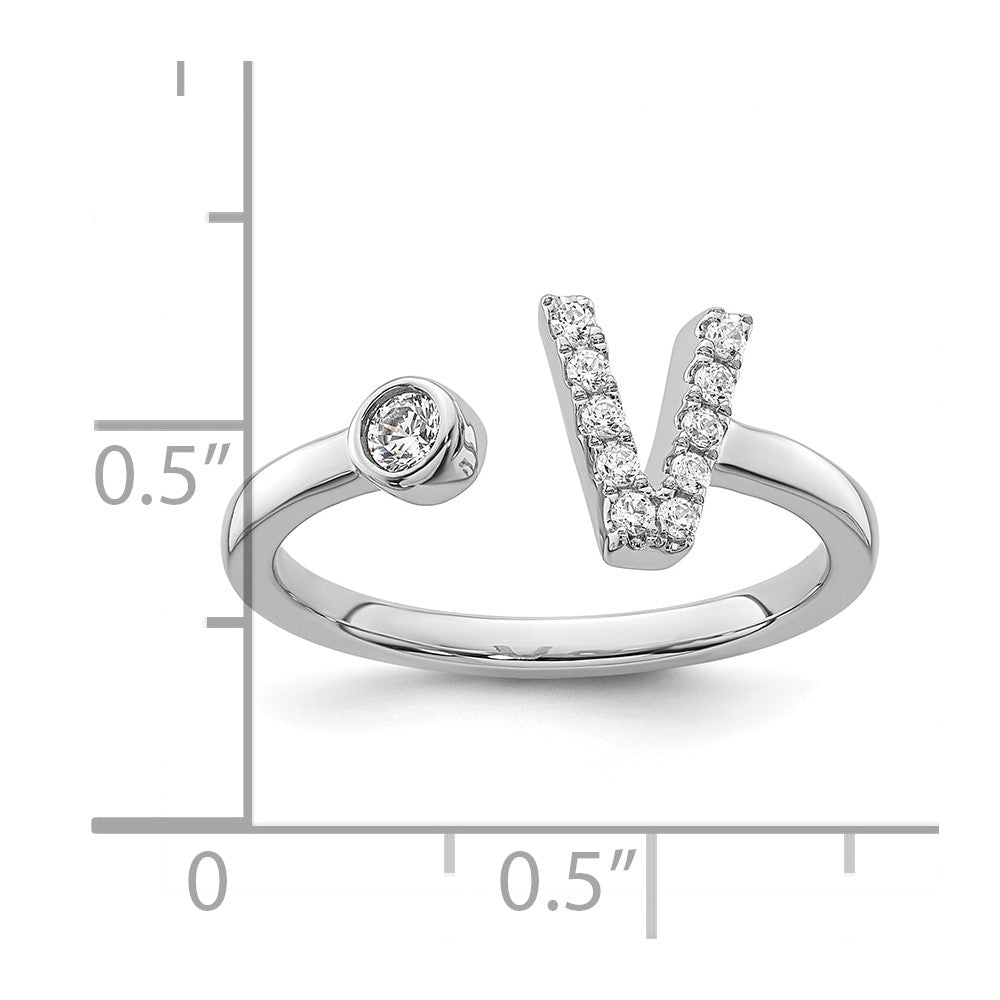 14K White Gold Lab Grown Diamond VS/SI FGH Initial V Adjustable Rin