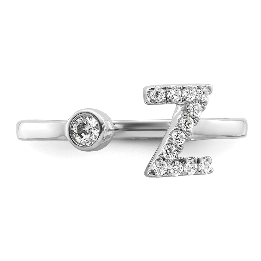 14K White Gold Lab Grown Diamond VS/SI FGH Initial Z Adjustable Rin