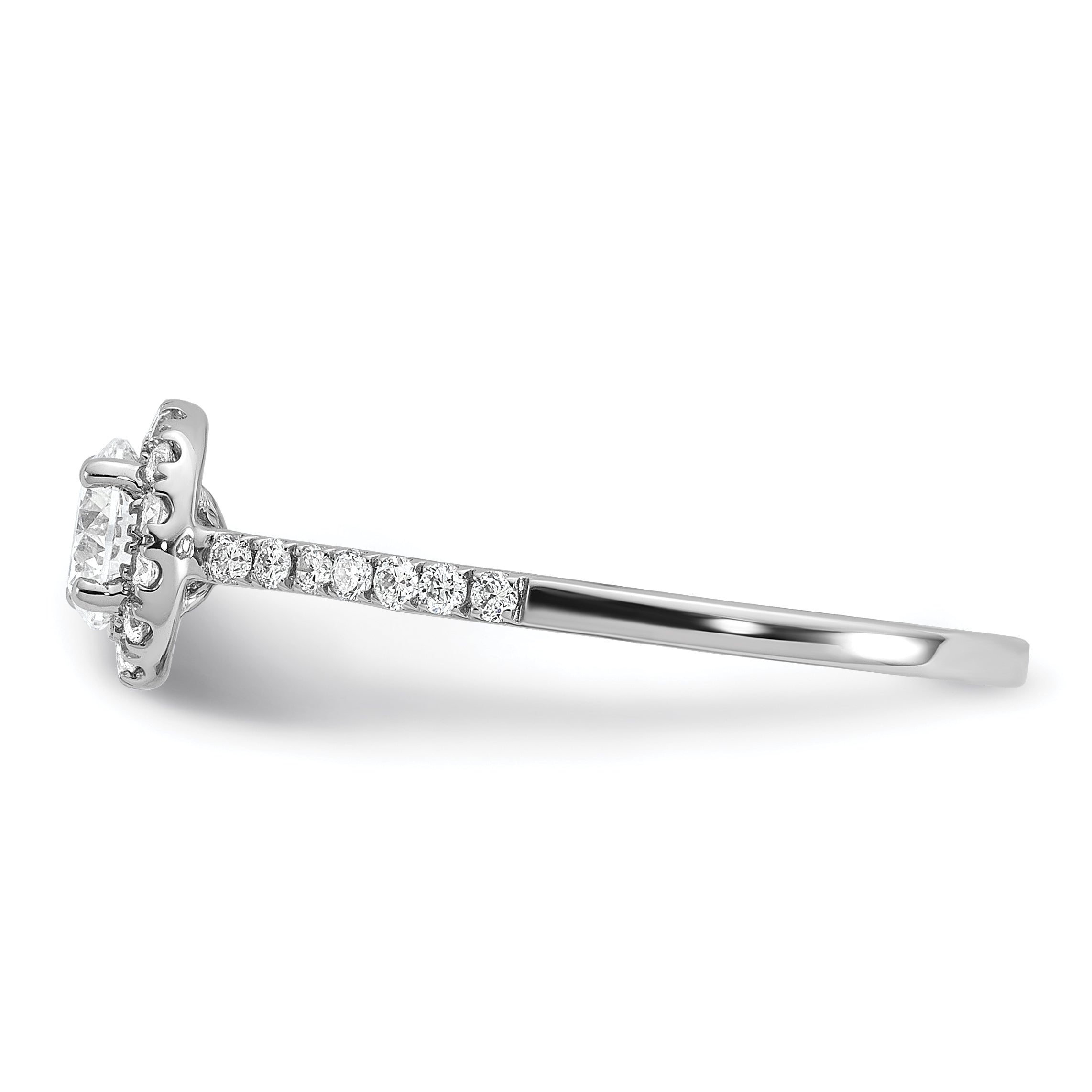 14k White Gold 1/4 carat Lab Grown Diamond VS/SI+ G+ 1 carat Center Semi Mount Halo Engagement Ring