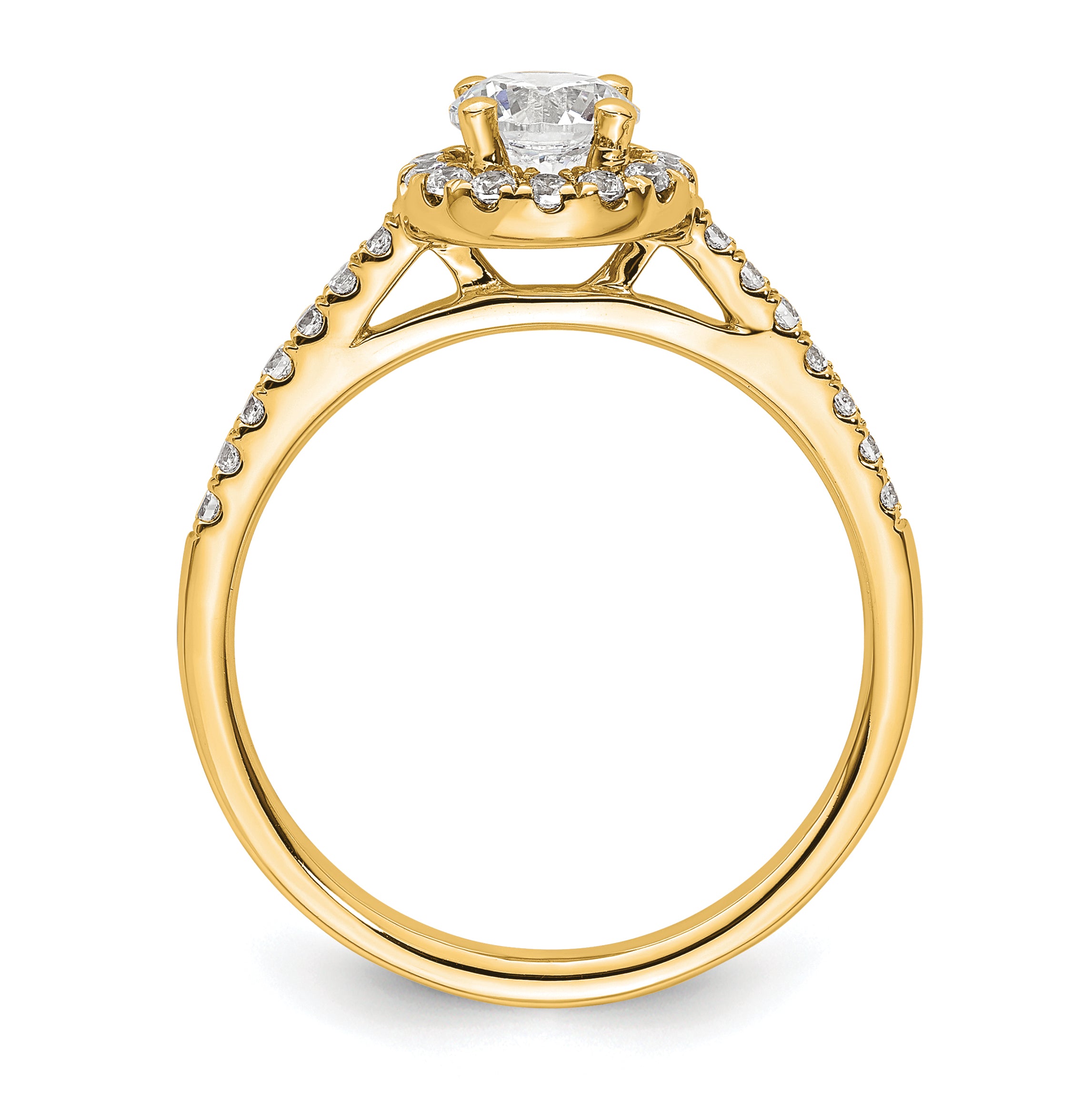 14k White Gold 1/4 carat Lab Grown Diamond VS/SI+ G+ 1 carat Center Semi Mount Halo Engagement Ring