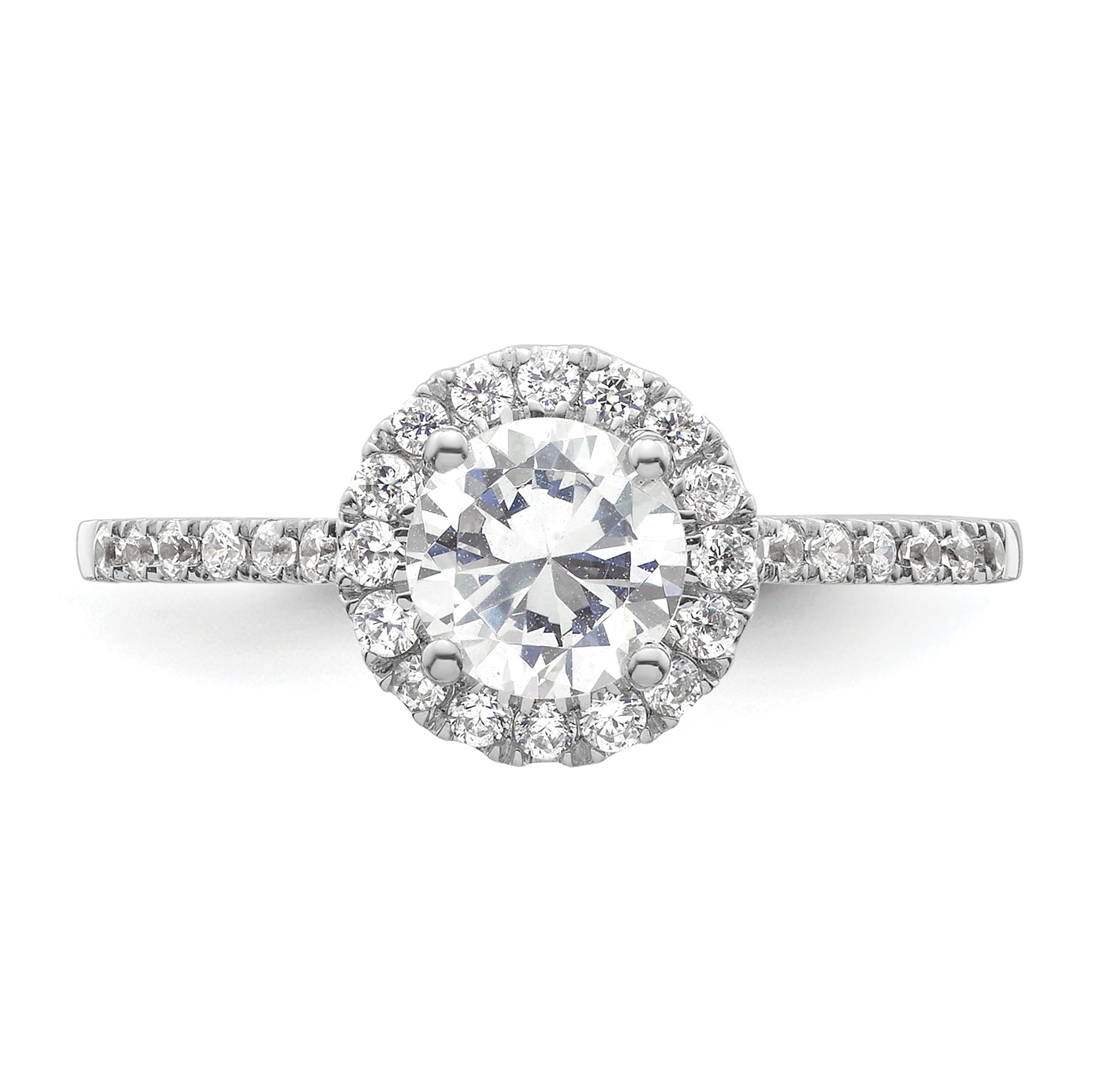 14k White Gold 1/4 carat Lab Grown Diamond VS/SI+ G+ 1 carat Center Semi Mount Halo Engagement Ring