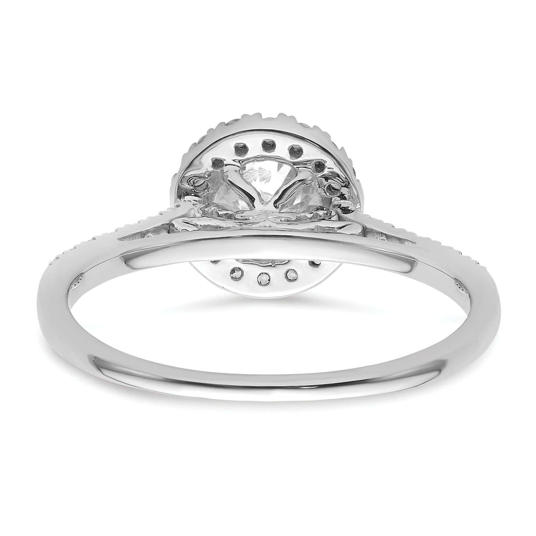 14k White Gold 1/4 carat Lab Grown Diamond VS/SI+ G+ 1 carat Center Semi Mount Halo Engagement Ring
