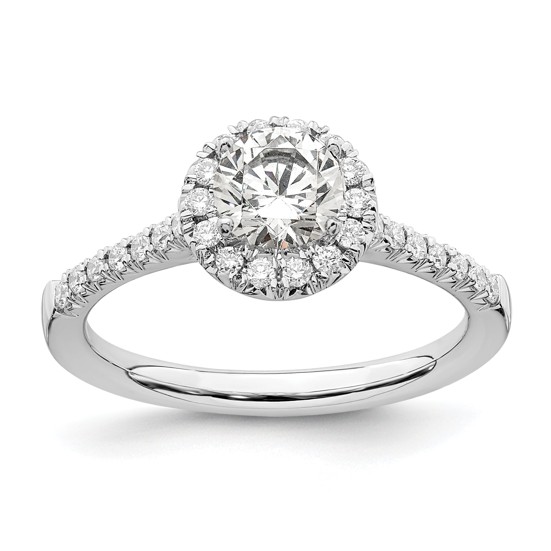 14k 3/4 carat Lab Grown Diamond VS/SI+ G+ Round Complete Size 5 Halo Engagement Ring