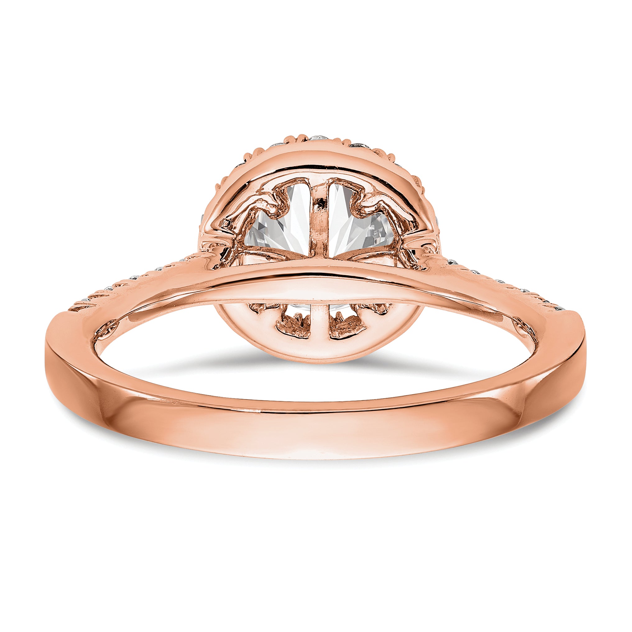14k Rose Gold 3/4 carat Lab Grown Diamond VS/SI+ G+ Round Complete Size 7 Halo Engagement Ring