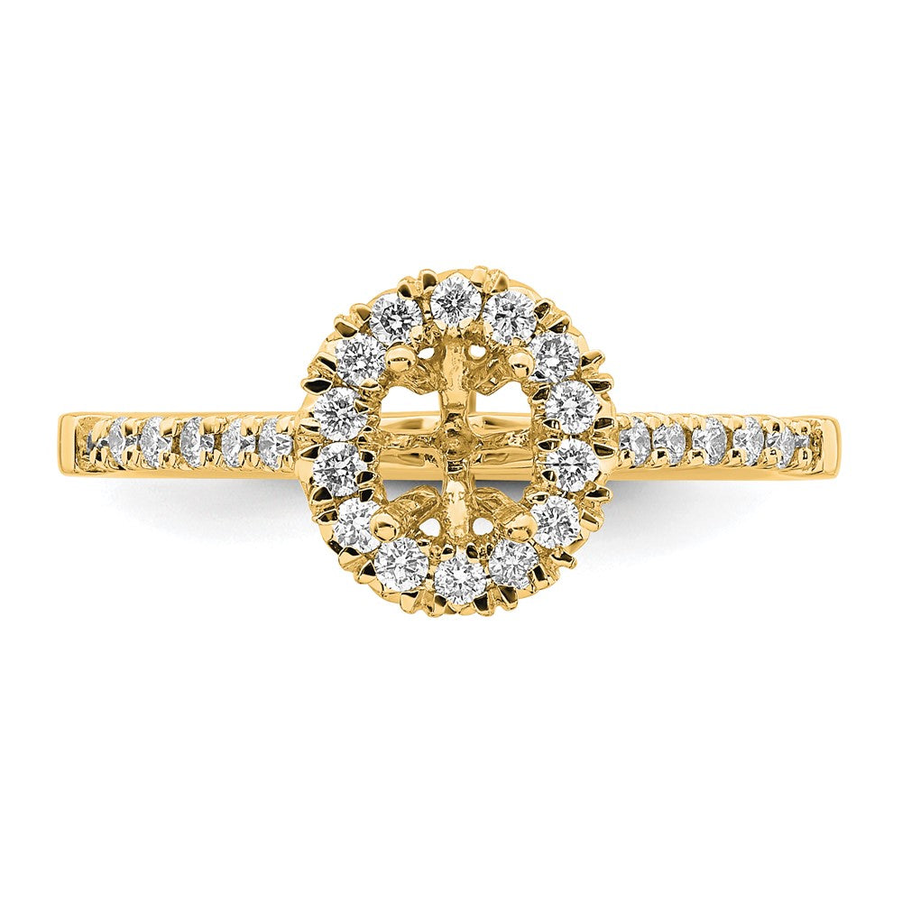 14K Gold Lab Grown Diamond VS/SI FGH Oval Halo Eng Semi-mount Ring