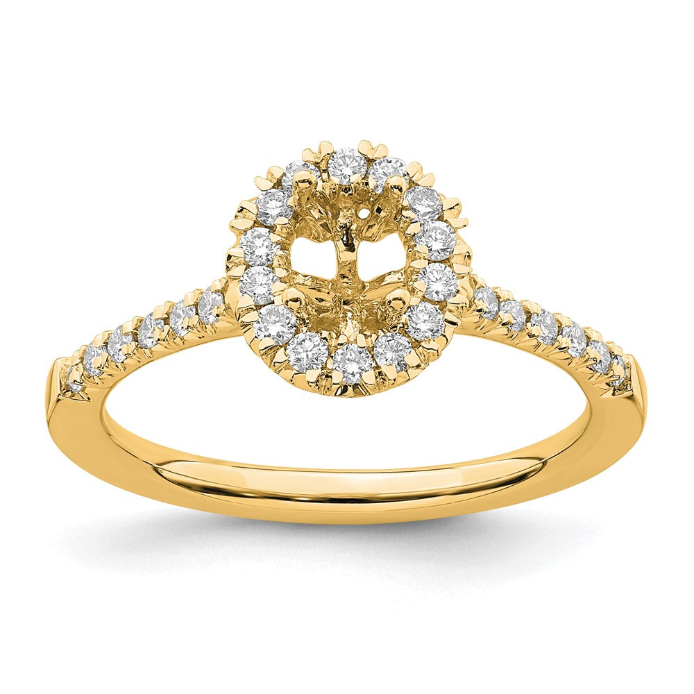 14K Gold Lab Grown Diamond VS/SI FGH Oval Halo Eng Semi-mount Ring