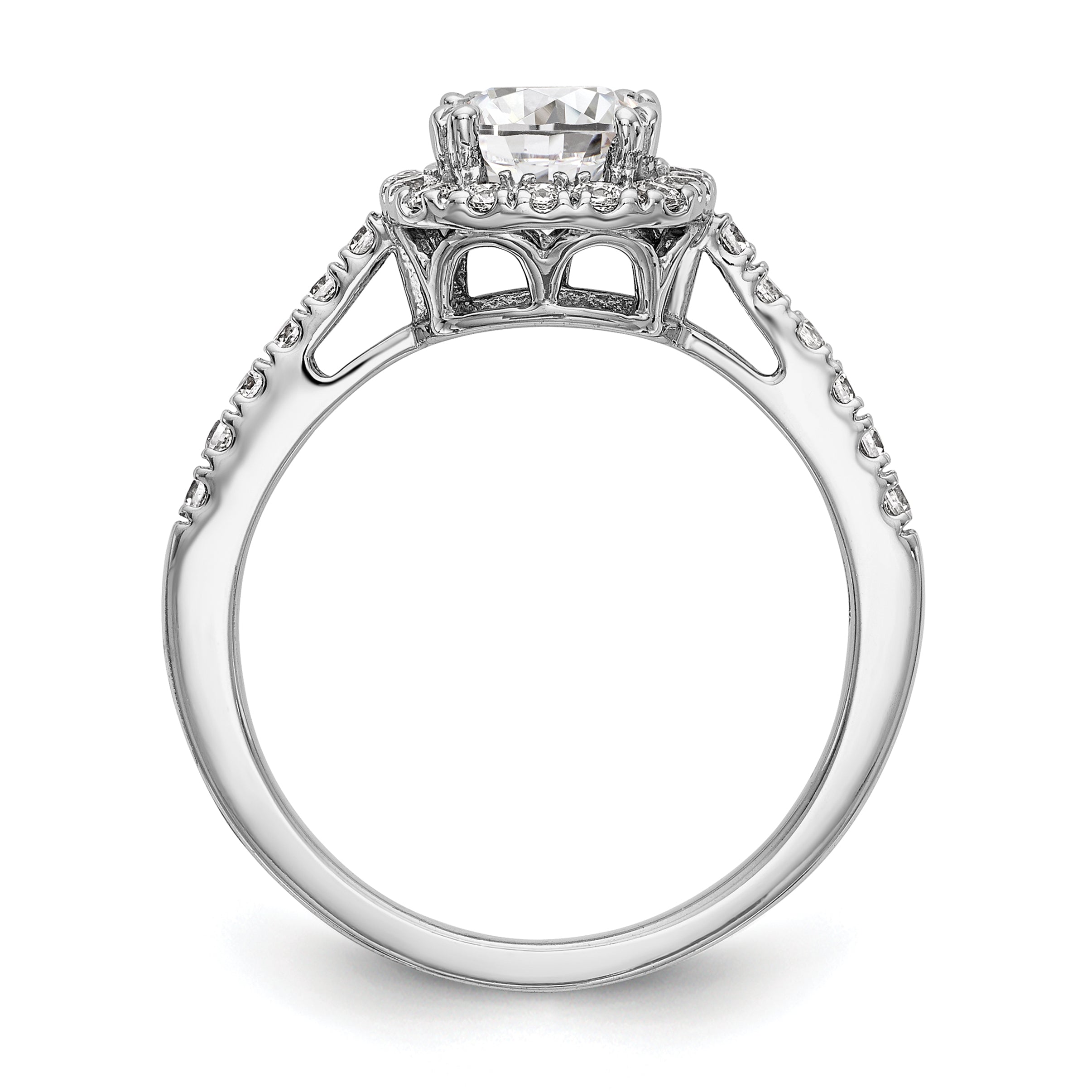 14k White Gold 3/8 carat Lab Grown Diamond VS/SI+ G+ 7/8 carat Center Cushion Semi Mount Engagement Ring