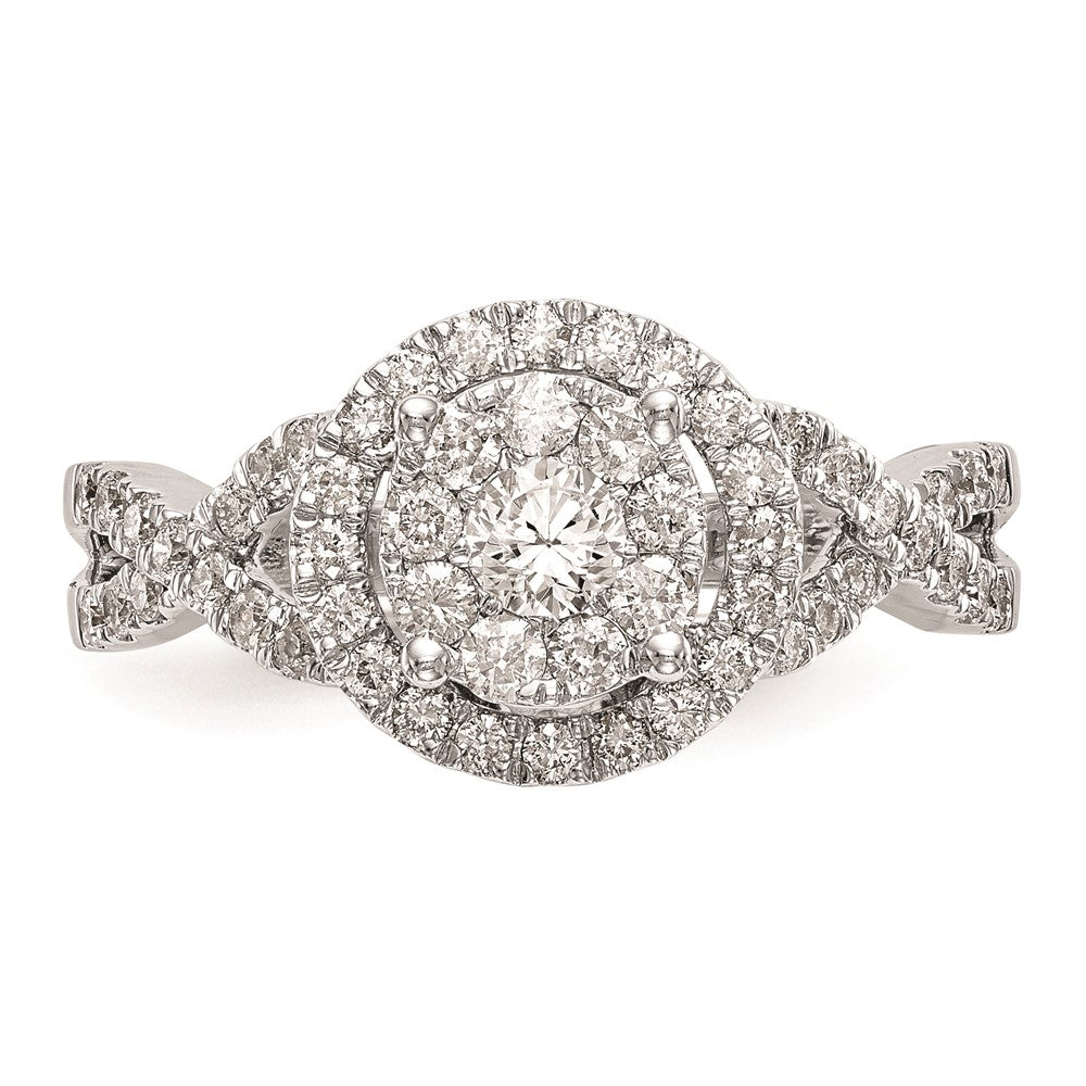 14K White Gold Lab Grown VS/SI FGH Dia Complete Cluster Engagement Ring