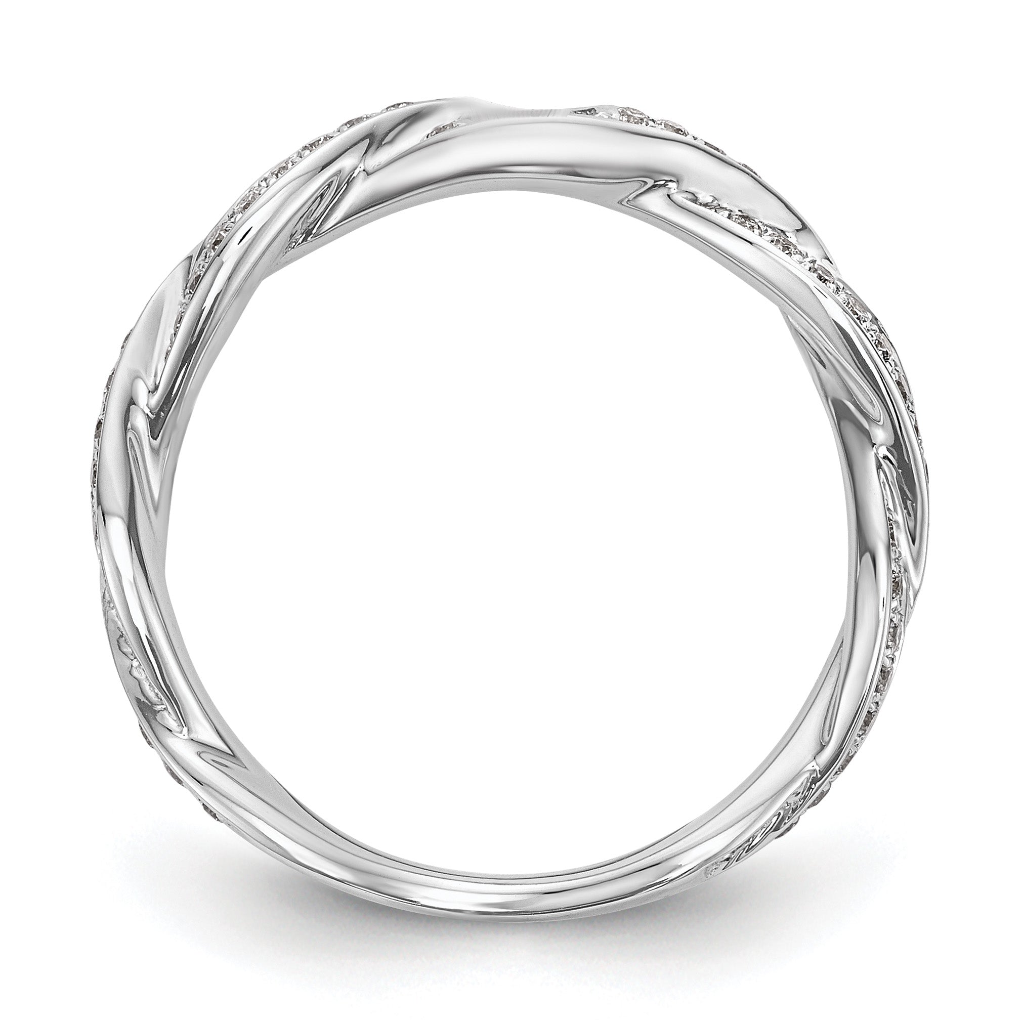 14k White Gold 1/3 carat Lab Grown Diamond VS/SI+ G+ Semi Mount Peg Set Criss Cross Engagement Ring (Center Stone NOT Included)