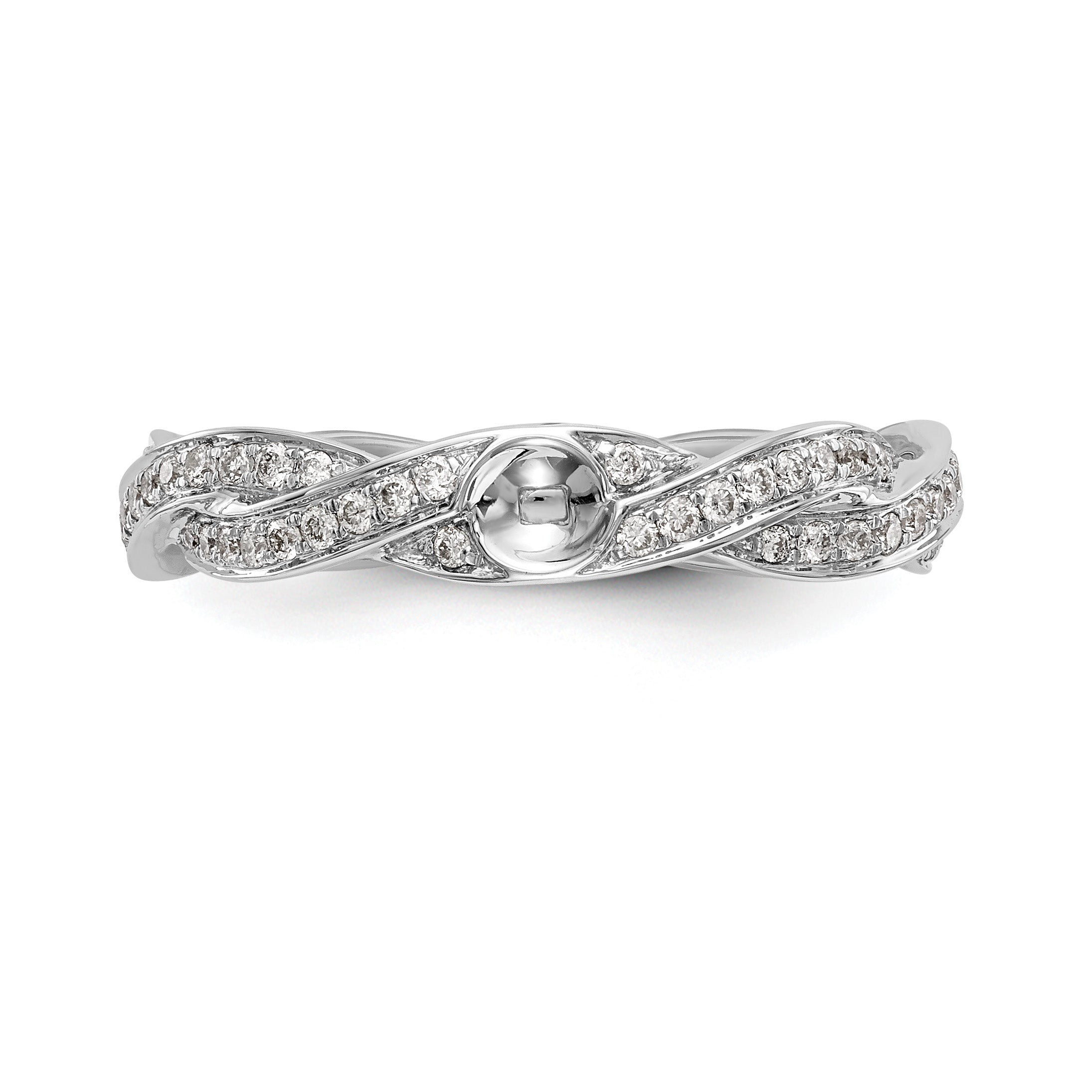 14k White Gold 1/3 carat Lab Grown Diamond VS/SI+ G+ Semi Mount Peg Set Criss Cross Engagement Ring (Center Stone NOT Included)