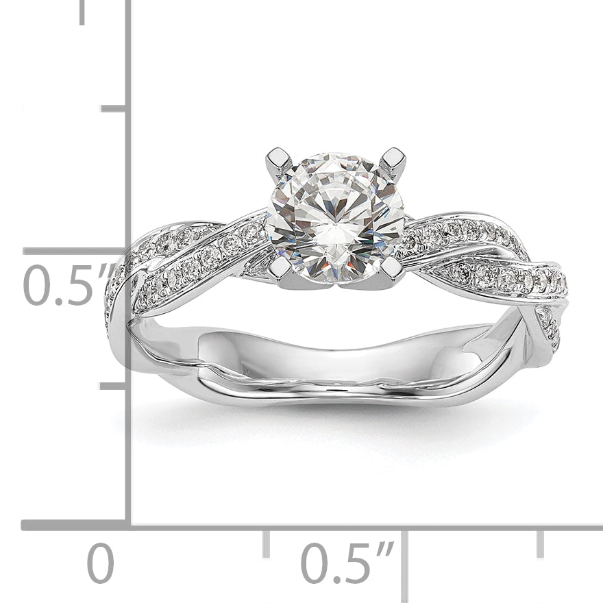 14k White Gold 1/3 carat Lab Grown Diamond VS/SI+ G+ Semi Mount Peg Set Criss Cross Engagement Ring (Center Stone NOT Included)