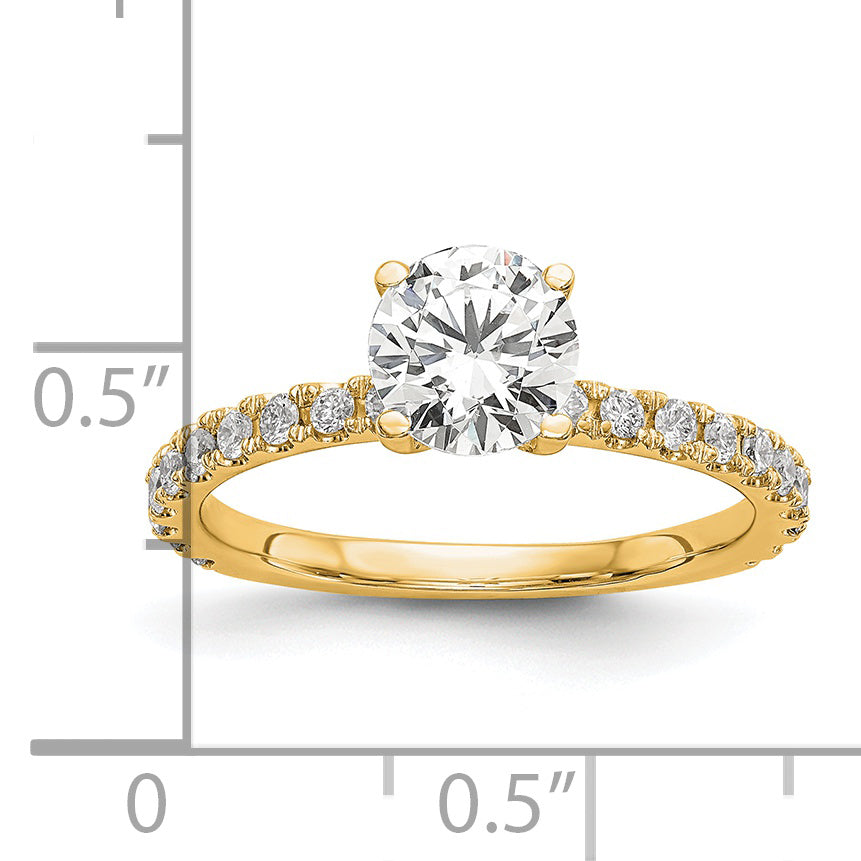 14k 1/3 carat Lab Grown Diamond VS/SI+ G+ 1 carat Center Round Semi Mount Engagement Ring