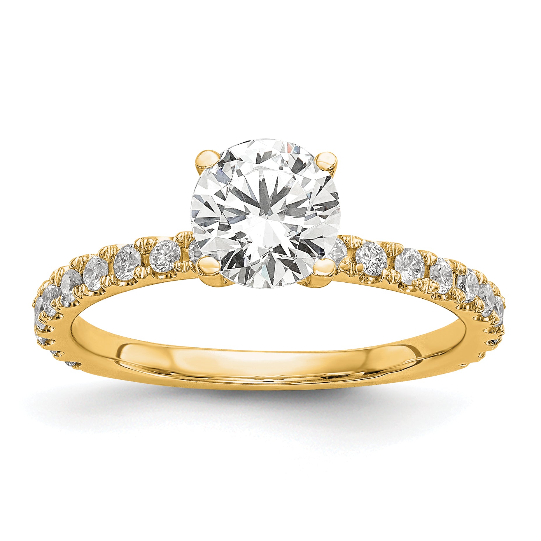 14k 1/3 carat Lab Grown Diamond VS/SI+ G+ 1 carat Center Round Semi Mount Engagement Ring