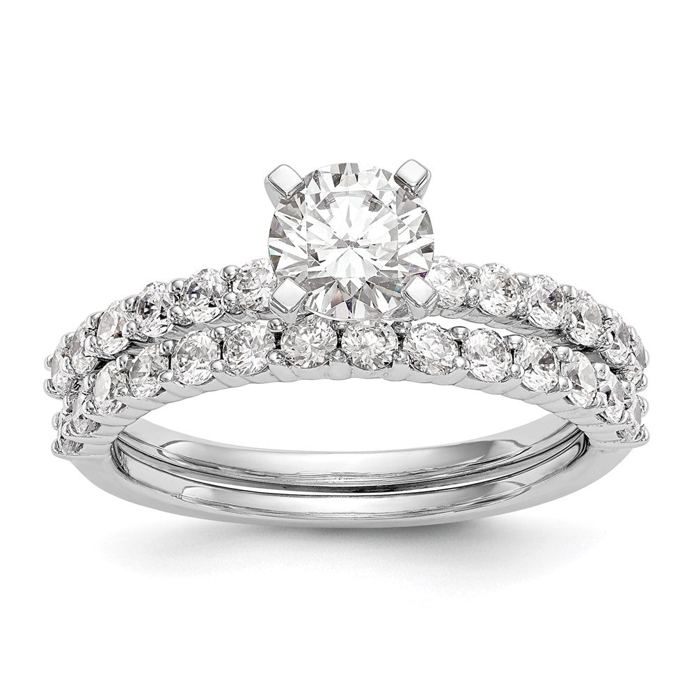 14K White Gold Lab Grown VS/SI FGH Dia Peg Set Semi-mount Engagement Ring