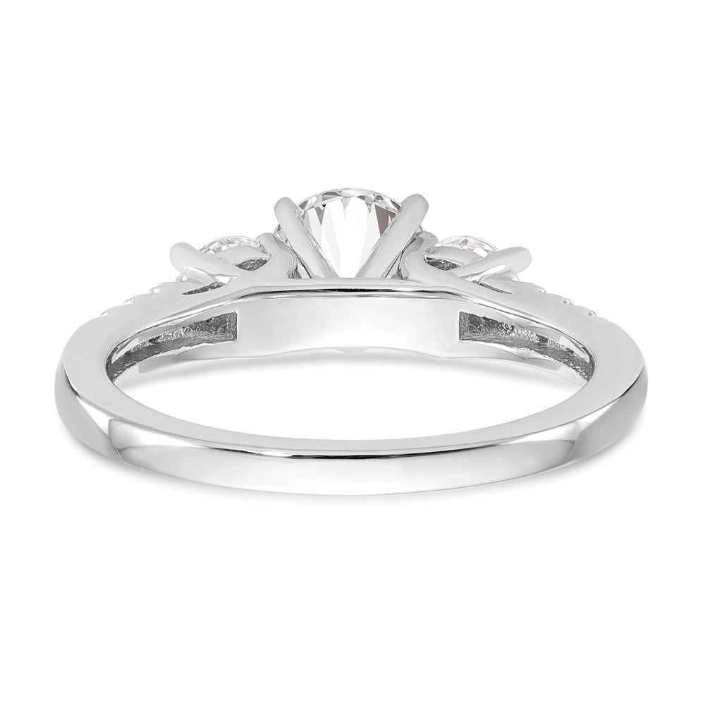 14K White Gold Lab Grown Dia VS/SI FGH 3-Stone Peg Set Semi-Mount En