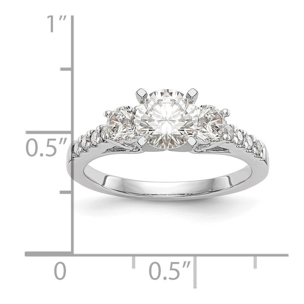 14K White Gold Lab Grown Dia VS/SI FGH 3-Stone Peg Set Semi-Mount En