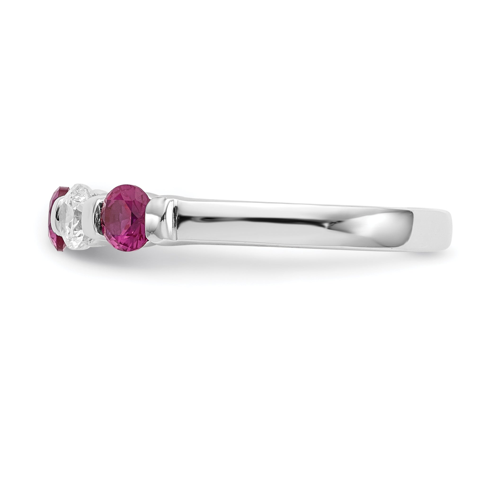 14k White Gold 1/3 carat Diamond and Ruby Complete Band