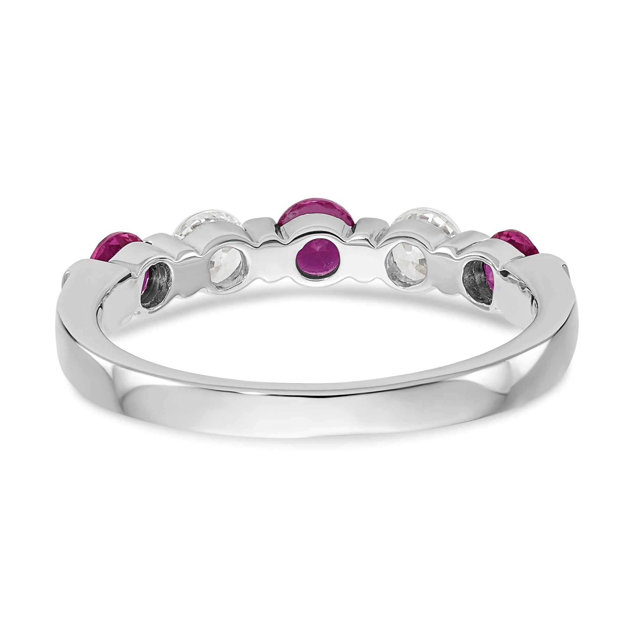 14k White Gold 1/3 carat Diamond and Ruby Complete Band