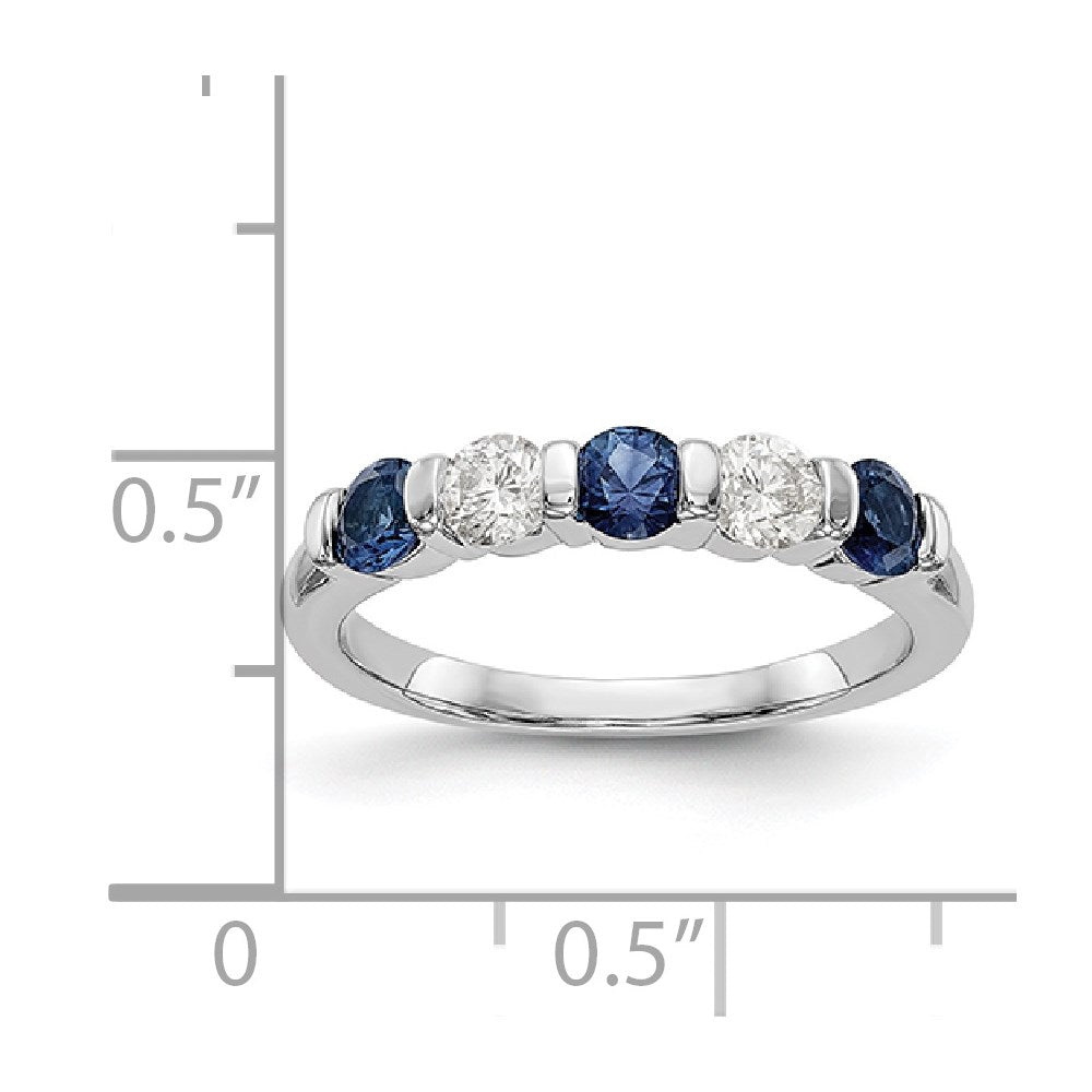 14k White Gold 1/3 carat Diamond and Blue Sapphire Complete Band
