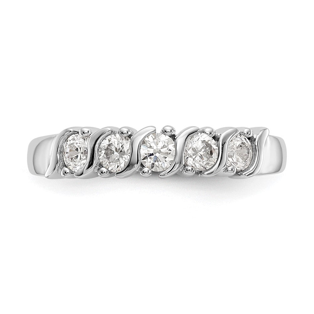 14K White Gold 5-Stone Prong-set 1/2 carat Complete Round Diamond Band