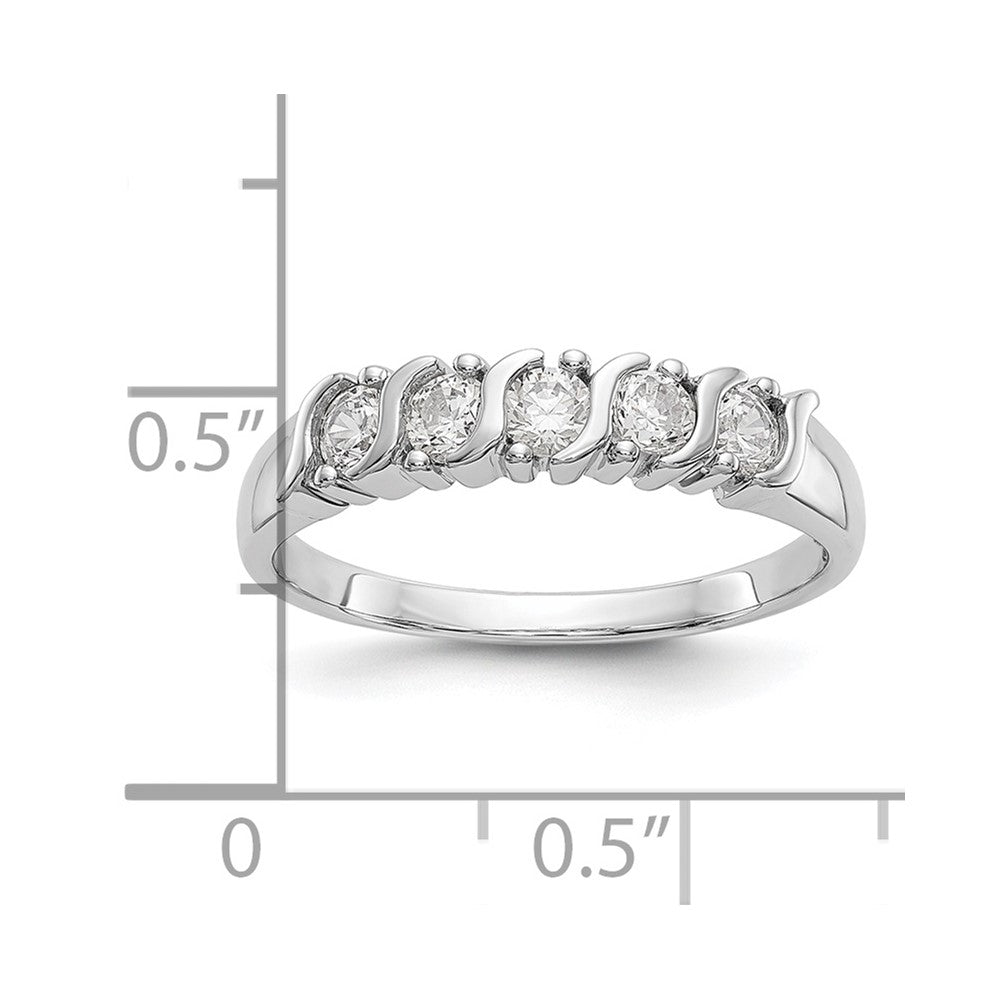 14K White Gold 5-Stone Prong-set 1/2 carat Complete Round Diamond Band