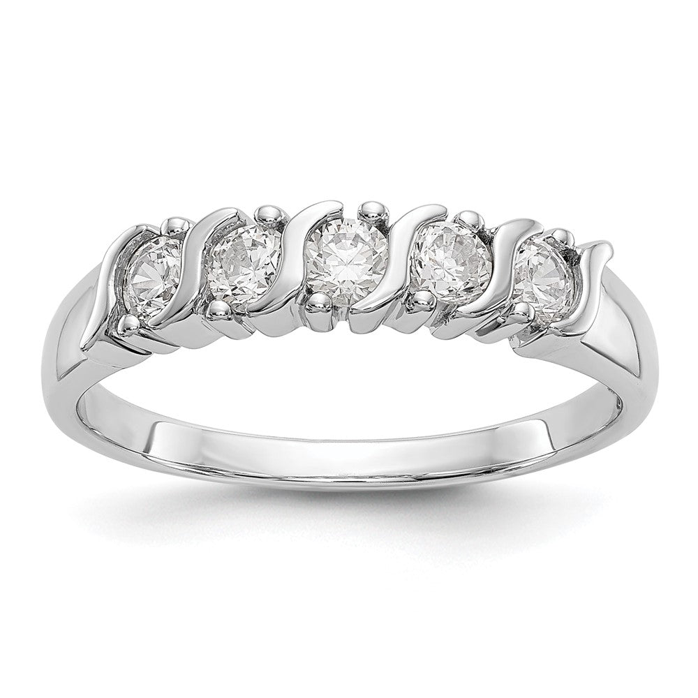14K White Gold 5-Stone Prong-set 1/2 carat Complete Round Diamond Band