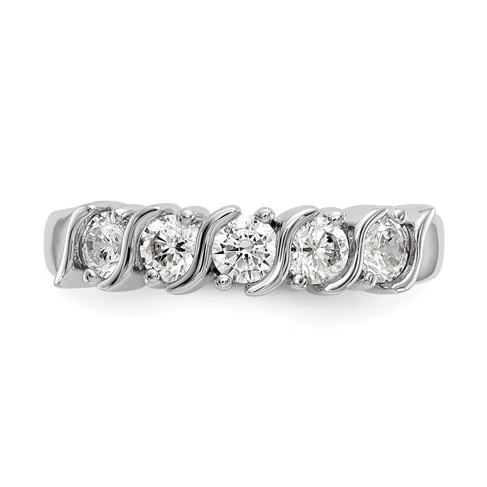 14K White Gold 5-Stone Prong-set 3/4 carat Complete Round Diamond Band