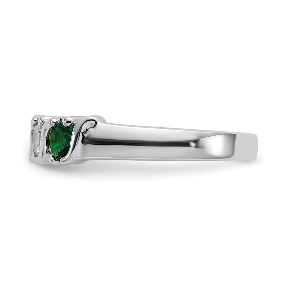 14k White Gold 3/8 carat Diamond and Emerald Complete Band