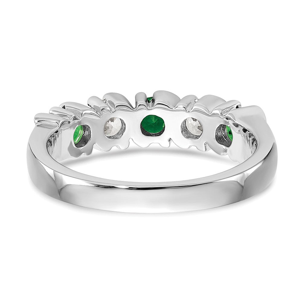 14k White Gold 3/8 carat Diamond and Emerald Complete Band