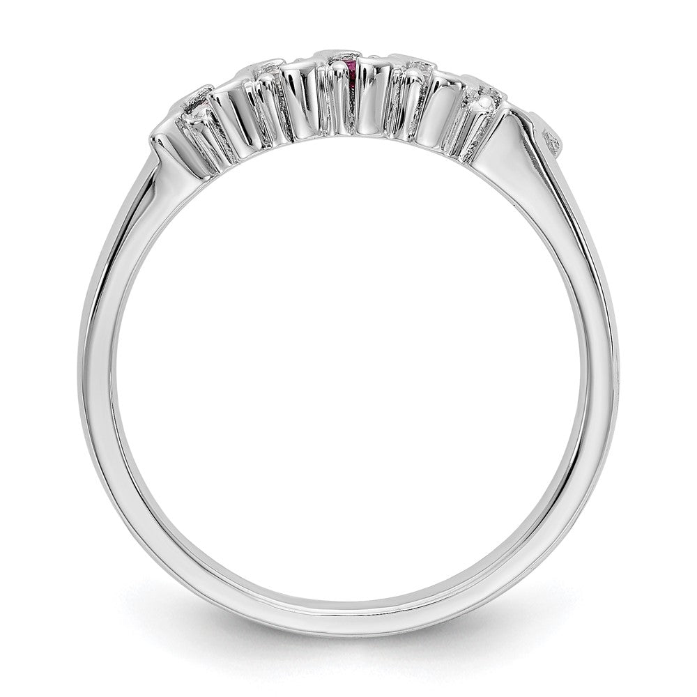 14k White Gold 1/10 carat Diamond and Ruby Complete Band