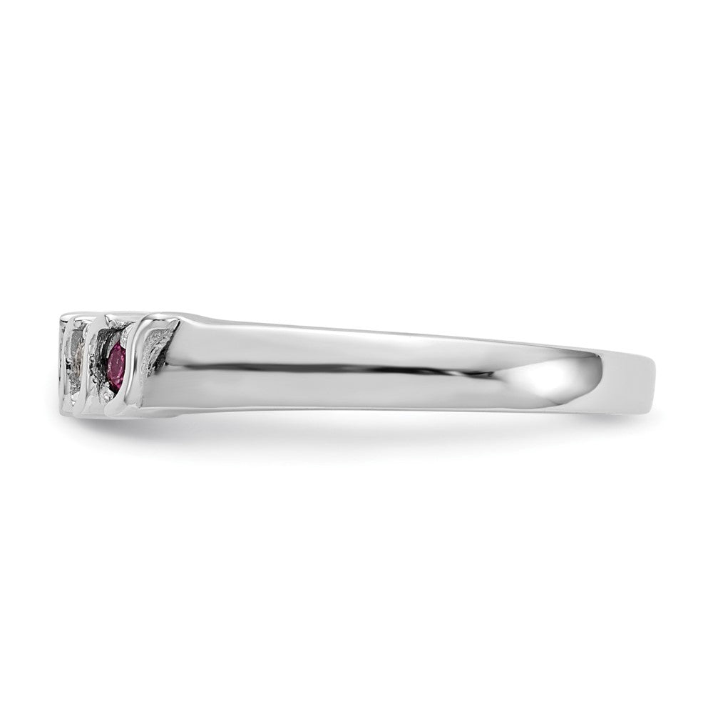 14k White Gold 1/10 carat Diamond and Ruby Complete Band