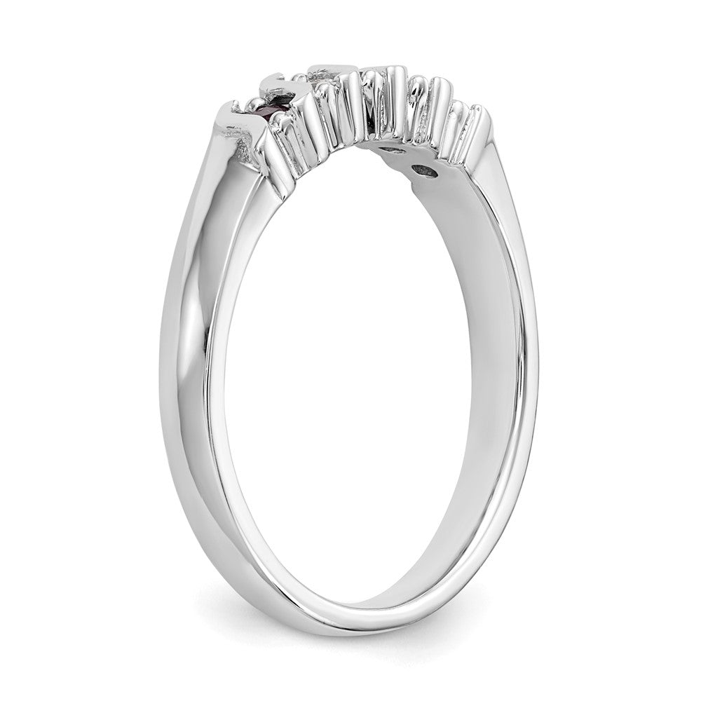 14k White Gold 1/10 carat Diamond and Ruby Complete Band