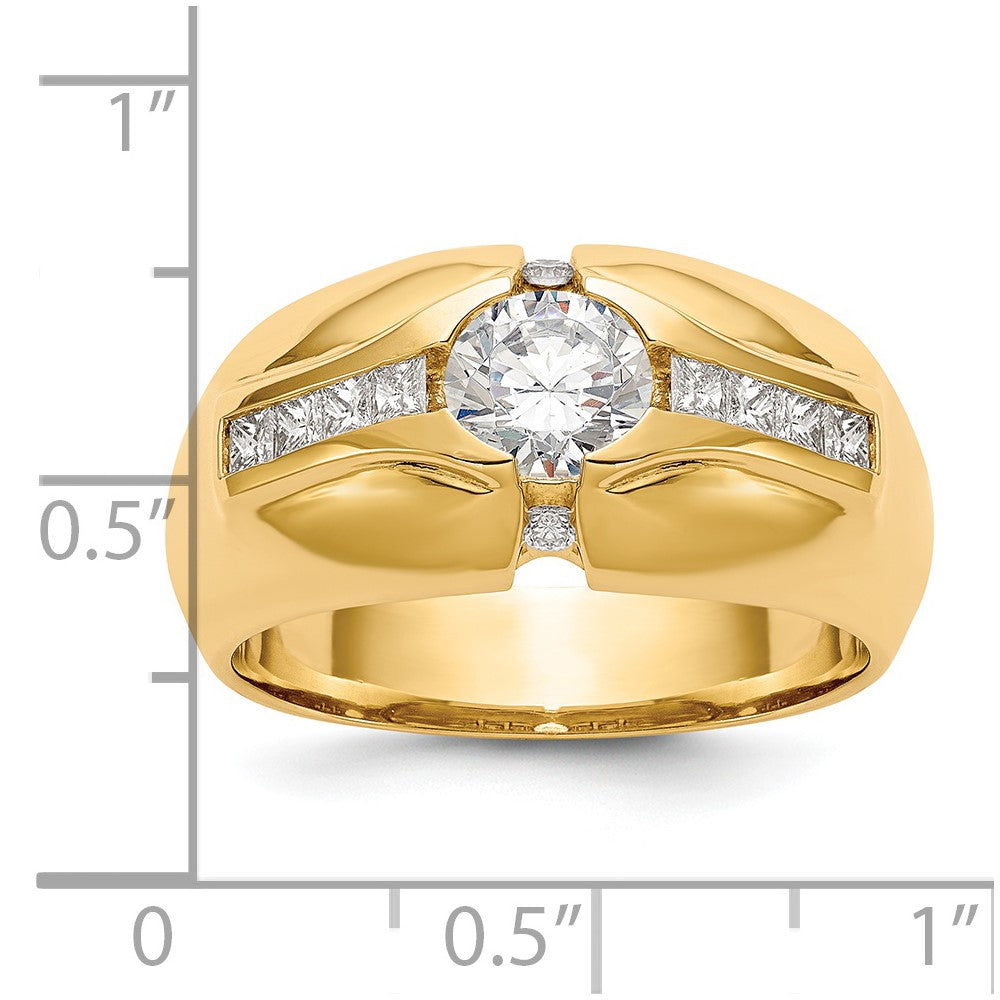 14K (Holds 3/4 carat (5.5mm) Round Center) 1/2 carat Diamond Men's Semi-Mount Ring