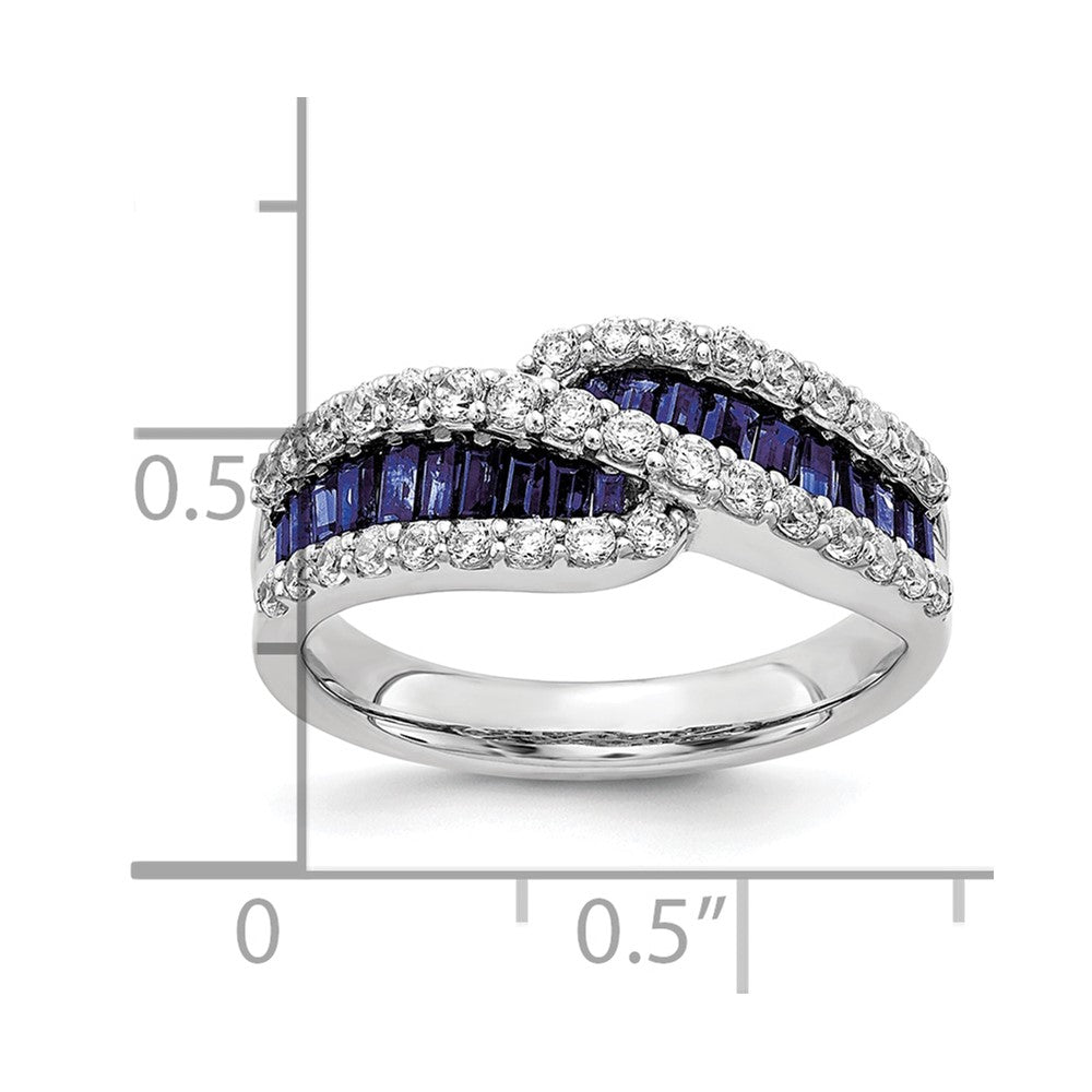 14K White Gold Lab Grown VS/SI FGH Dia and Natural Sapphire Ring