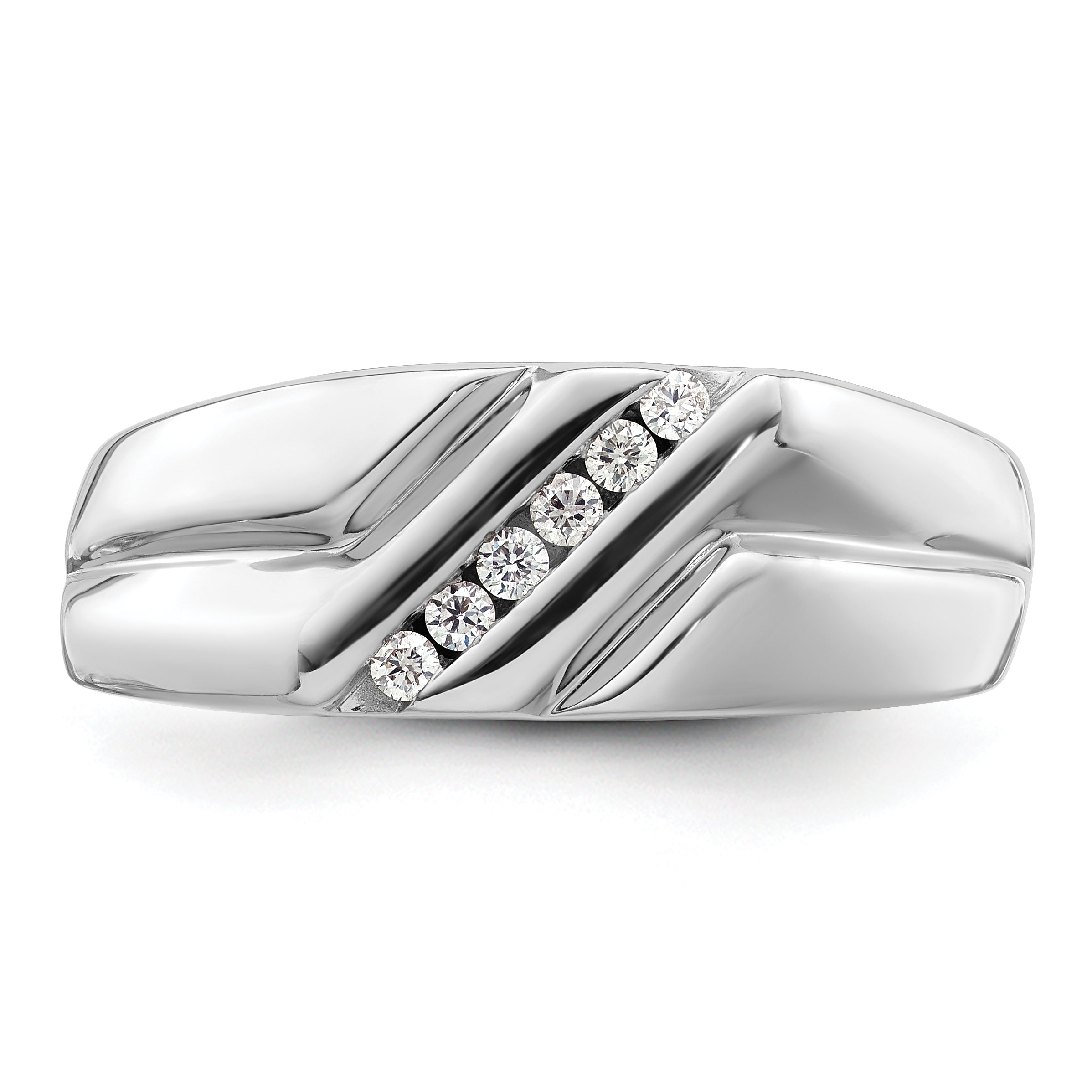 IBGoodman 14k White Gold 1/6 carat Lab Grown Diamond VS/SI+ G+ Six Stone Complete Men's Ring